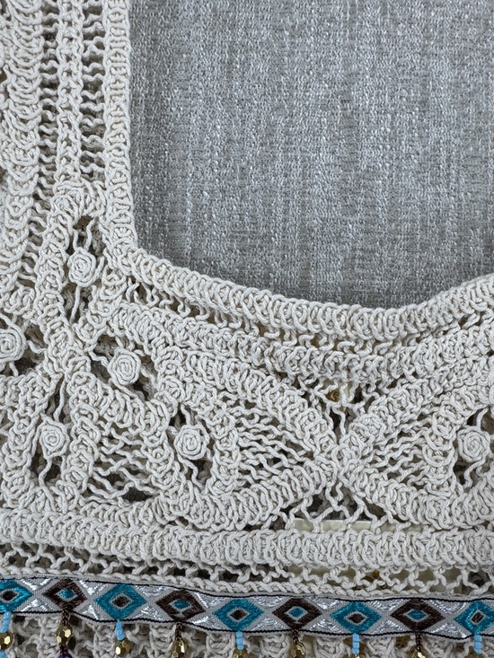 Rebellion Again Crochet Boho Crop Top NWT - Beaded Fringe Festival Tank - Picture 6 of 11